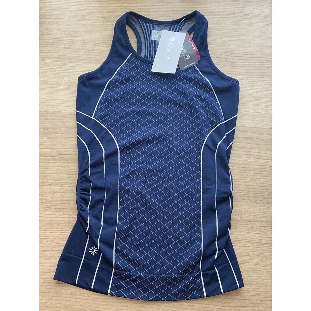 NWT Athleta Navy Blue Finish Fast Line Racerback Tank Top Women's Size Small
